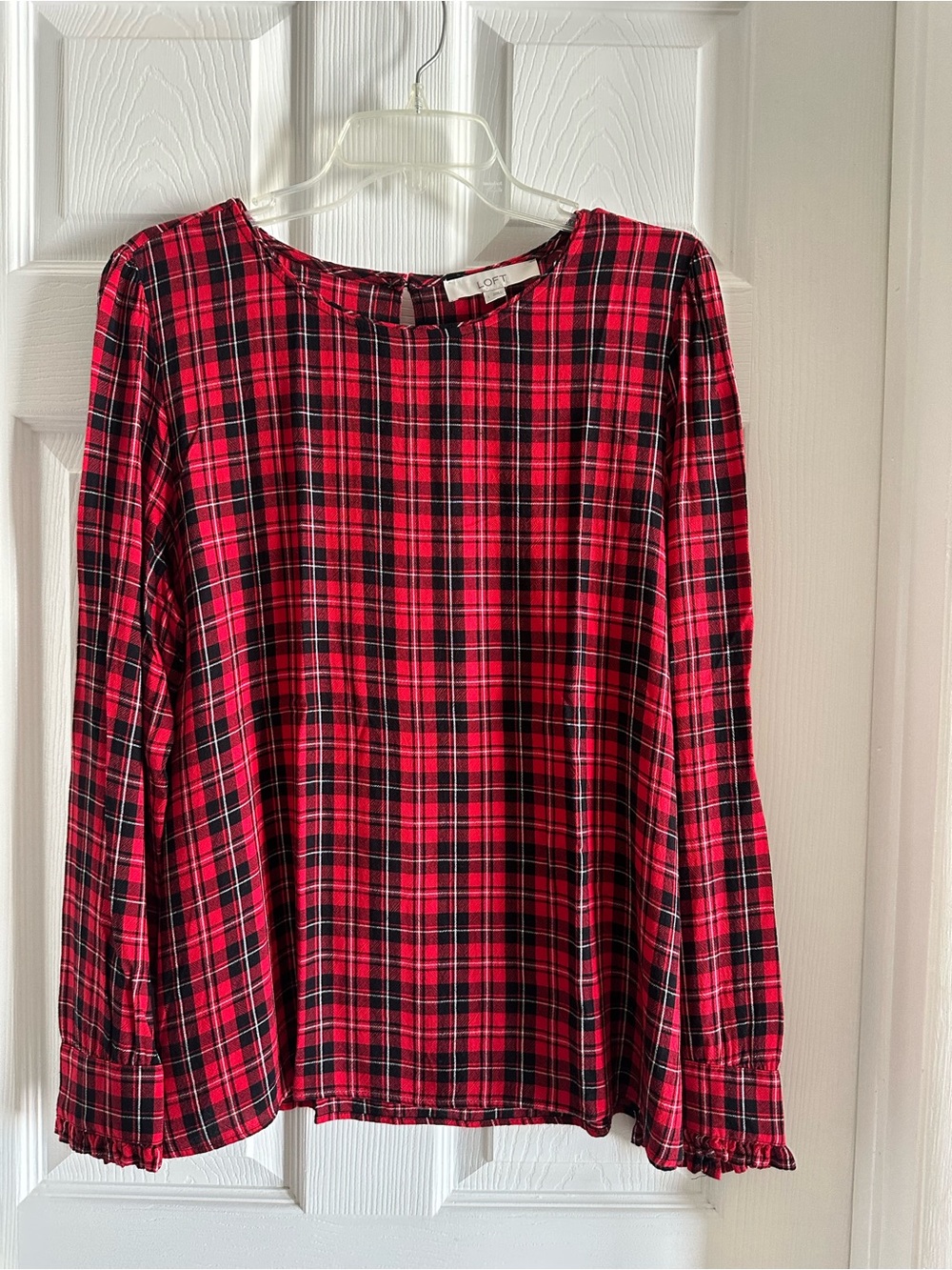 LOFT Red and Black Plaid Top